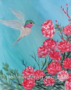 Behind The Brush:  Capturing the Graceful Dance - Unveiling the Allure of the Humming Bird Painting