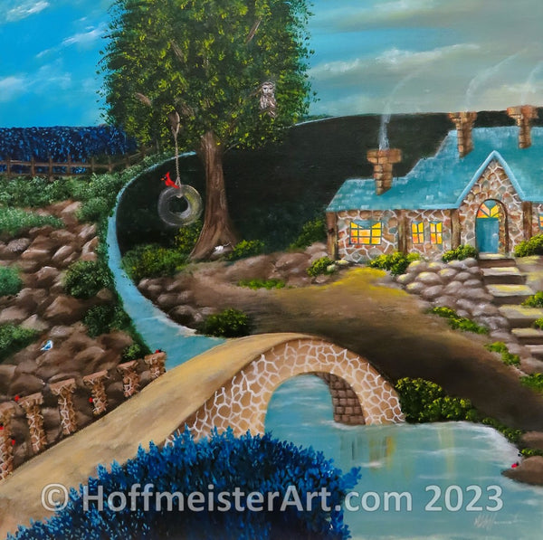 "Cottage Bridge" Original Painting