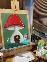 "Hedgehog Mushroom Home" Original Painting