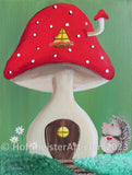 "Hedgehog Mushroom Home" Original Painting