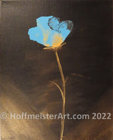 "Abstract Gold & Blue Rose" Original Painting