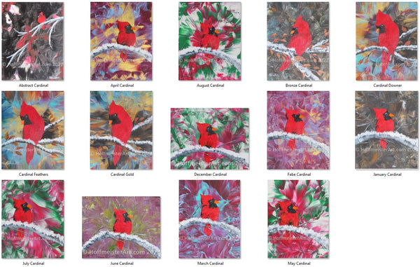Abstract Cardinal 8"x10" Original Painting Collection