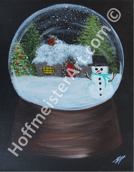 "Globe Snowman" Original Painting