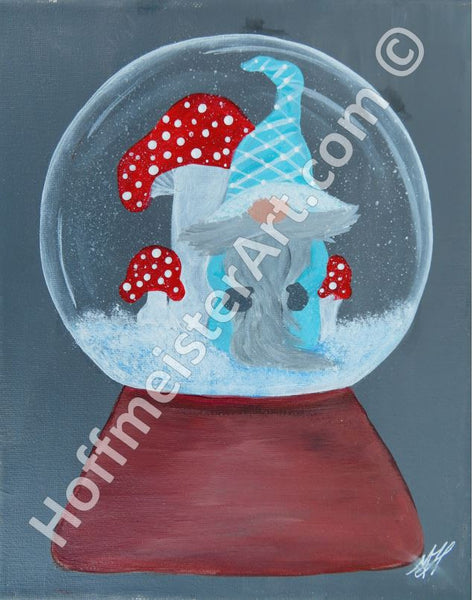 "Gnome Globe Mushrooms" Original Painting