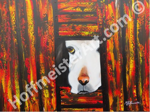 "Puppy in Box" Original Painting