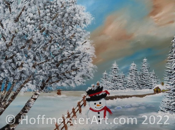 "Snowman on the Range" Original Painting