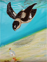 "Turtle Message Bottle" Original Painting